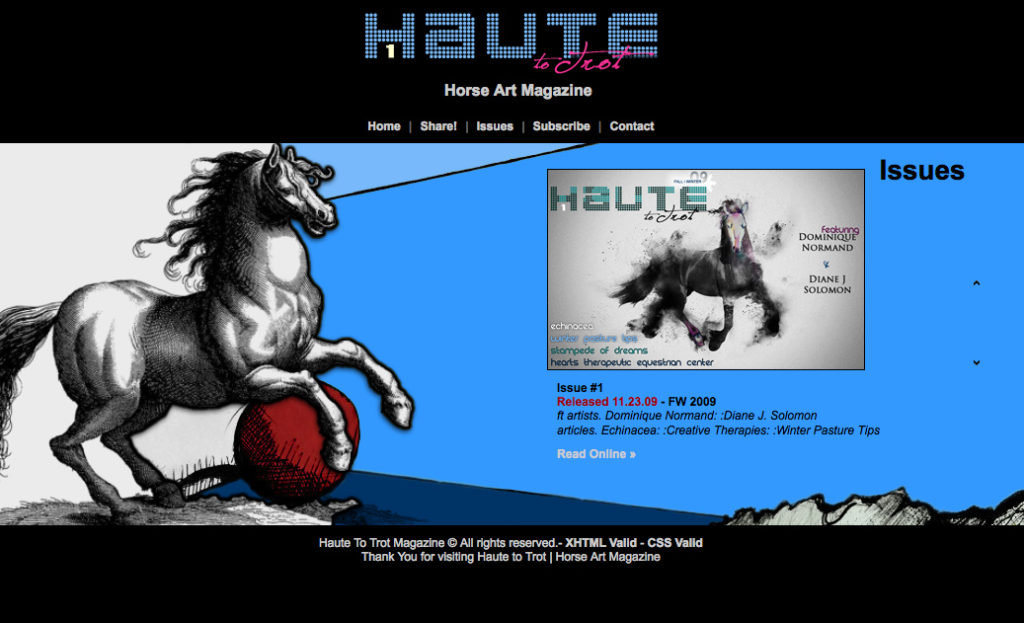 Haute To Trot homepage website design.