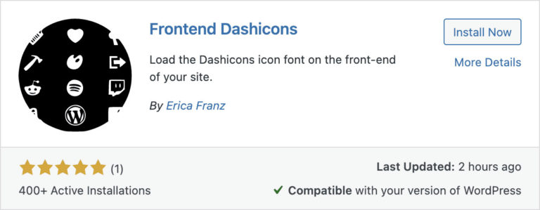 Frontend Dashicons in the WordPress.org plugin repository.