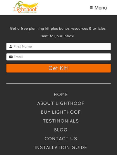 Lighthoof website mobile view.